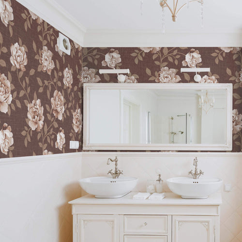 Brown Textured Floral Removable Wallpaper 1645| Walls By Me