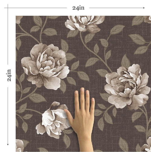 Brown Textured Floral Removable Wallpaper 1645| Walls By Me