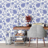 Blue Flowers Peel and Stick Removable Wallpaper 8550