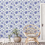 Blue Flowers Peel and Stick Removable Wallpaper 8546