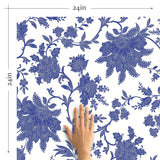 Blue Flowers Peel and Stick Removable Wallpaper 8551