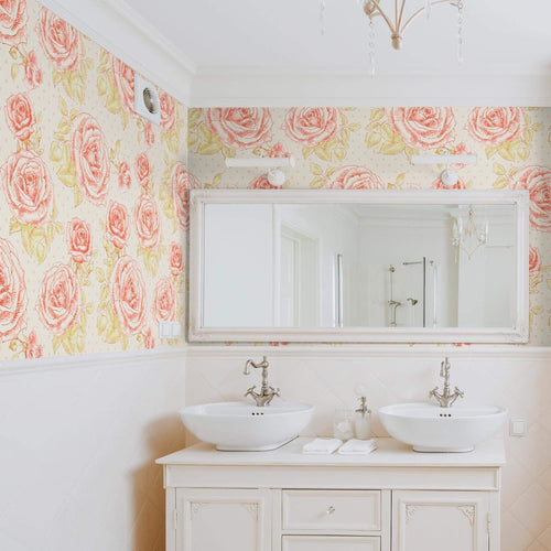 Red and Pink Textured Floral Peel and Stick Removable Wallpaper