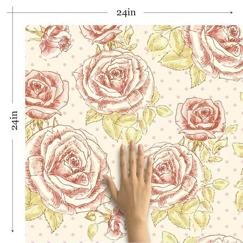 Red and Pink Textured Floral Peel and Stick Removable Wallpaper