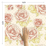 Red and Pink Textured Floral Peel and Stick Removable Wallpaper