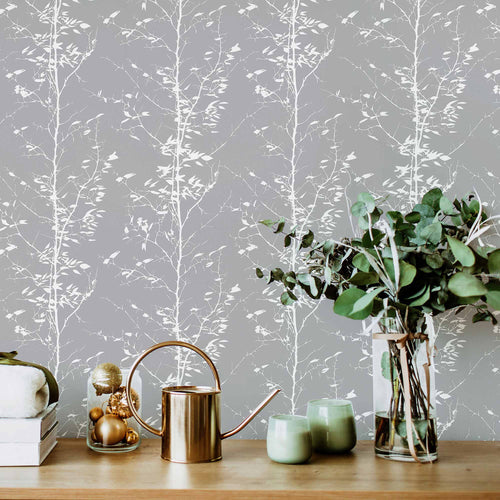 Grey Tree Peel and Stick Removable Wallpaper