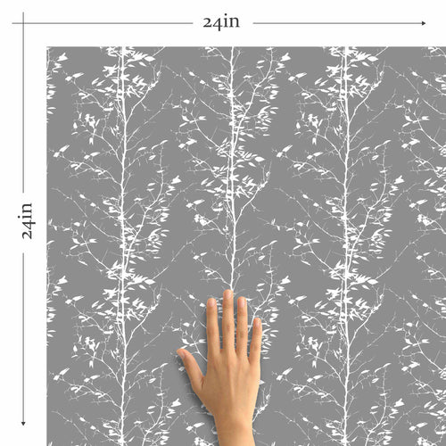 Grey Tree Peel and Stick Removable Wallpaper