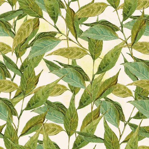 Green and Beige Leaf Floral Removable Wallpaper 0625| Walls By Me