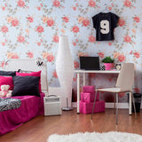 Pink and Blue Textured Floral Removable Wallpaper 0607| Walls By Me