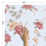 Pink and Blue Textured Floral Removable Wallpaper 0607| Walls By Me