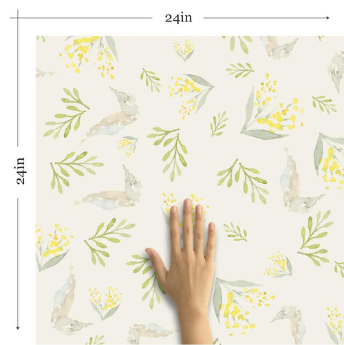 Green and Beige Birds Floral Removable Wallpaper 8273| Walls By Me