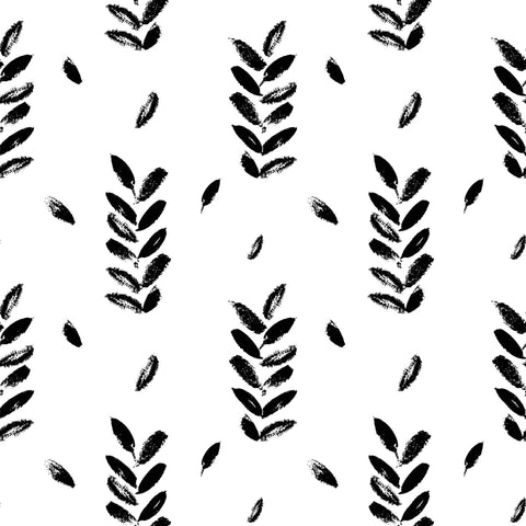 Black and White Leaves Peel and Stick Removable Wallpaper