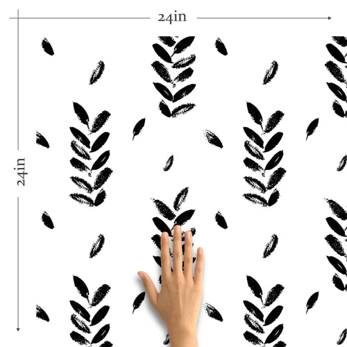 Black and White Leaves Peel and Stick Removable Wallpaper