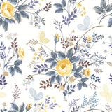 Yellow Botanical Peel and Stick Removable Wallpaper for sale
