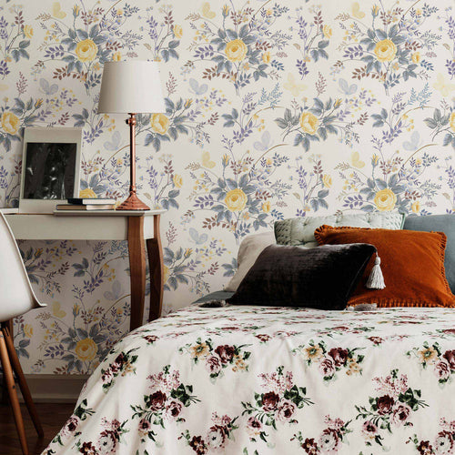 Yellow Botanical Peel and Stick Removable Wallpaper for sale