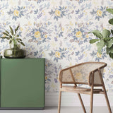 Yellow Botanical Peel and Stick Removable Wallpaper for sale
