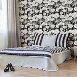 White and Black Hand Drawn Floral Removable Wallpaper 5539| Walls By Me