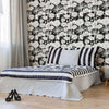 White and Black Hand Drawn Floral Removable Wallpaper 5539| Walls By Me
