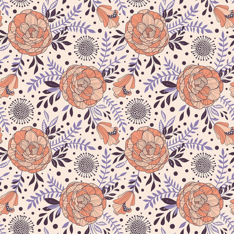 Orange and Purple Botanical Floral Removable Wallpaper 6586| Walls By Me