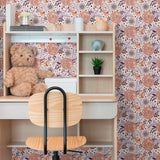 Orange and Purple Botanical Floral Removable Wallpaper 6586| Walls By Me