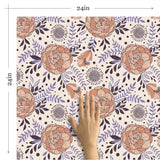 Orange and Purple Botanical Floral Removable Wallpaper 6586| Walls By Me