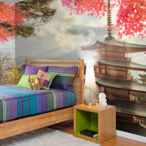 Fuchsia and White Asian Peel and Stick Removable Wall Mural 2343