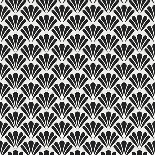 Black and White Shell Peel and Stick Removable Wallpaper