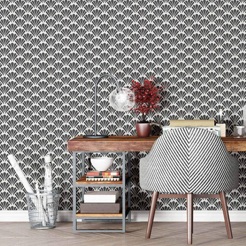 Black and White Shell Peel and Stick Removable Wallpaper