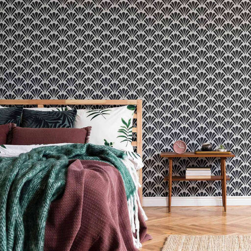 Black and White Shell Peel and Stick Removable Wallpaper