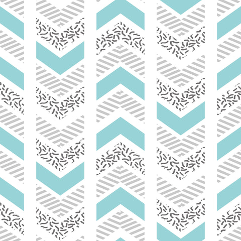 Silver and Blue Chevron Geometric Peel and Stick Removable Wallpaper