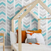 Silver and Blue Chevron Geometric Peel and Stick Removable Wallpaper