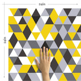 Yellow and Grey Triangles Geometric Removable Wallpaper 3954| Walls By Me
