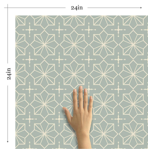 Green and Beige Pattern Geometric Peel and Stick Removable Wallpaper