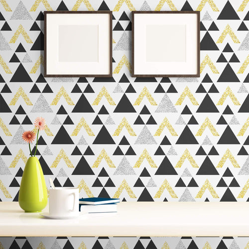 Gold Triangles Geometric Removable Wallpaper 4849| Walls By Me