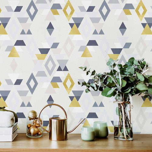 Yellow Triangle Peel and Stick Removable Wallpaper