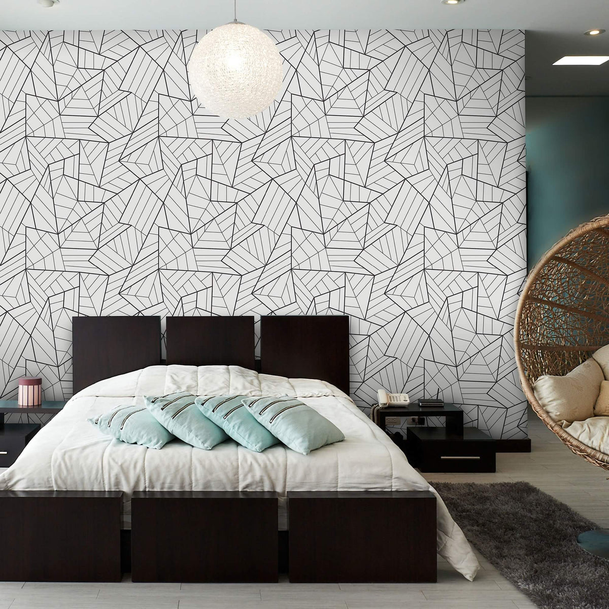 Black and White Lines Geometric Removable Wallpaper | Walls By Me