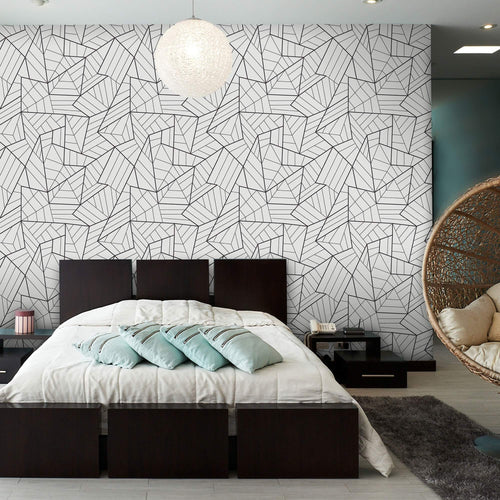 Black and White Lines Geometric Removable Wallpaper 5811| Walls By Me