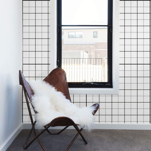 Black and Grey Grid Geometric Peel and Stick Removable Wallpaper 9462