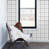 Black and Grey Grid Geometric Peel and Stick Removable Wallpaper 9462