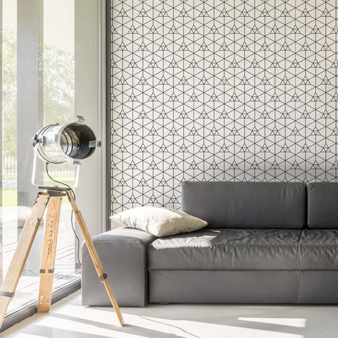 White Triangles Geometric Removable Wallpaper 1684| Walls By Me