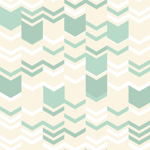 Teal and Beige Chevron Geometric Removable Wallpaper 2221| Walls By Me