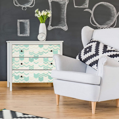 Teal and Beige Chevron Geometric Removable Wallpaper 2221| Walls By Me