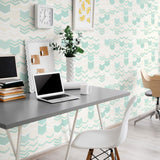 Teal and Beige Chevron Geometric Removable Wallpaper 2221| Walls By Me