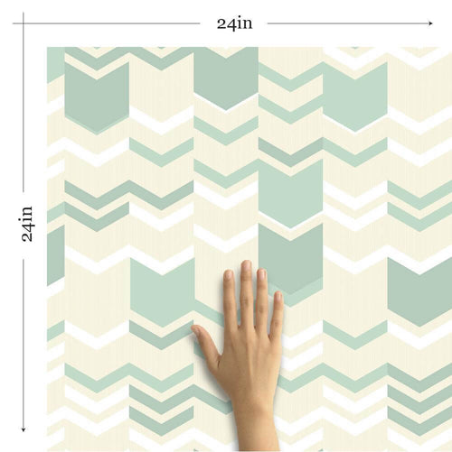 Teal and Beige Geometric Wall Wallpaper | Walls By Me