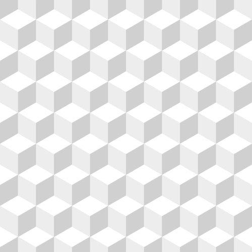 White and Silver Cubes Geometric Removable Wallpaper 4658| Walls By Me