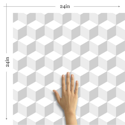 White and Silver Cubes Geometric Removable Wallpaper 4658| Walls By Me