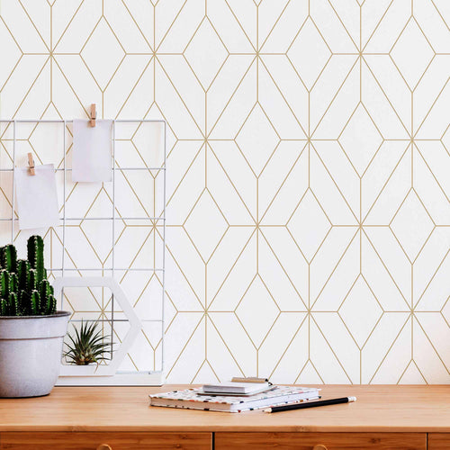 Yellow Lattice Peel and Stick Wallpaper | Walls by Me