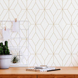 Yellow Lattice Peel and Stick Removable Wallpaper for sale