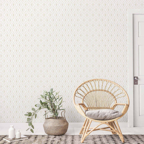 Yellow Lattice Peel and Stick Removable Wallpaper for sale