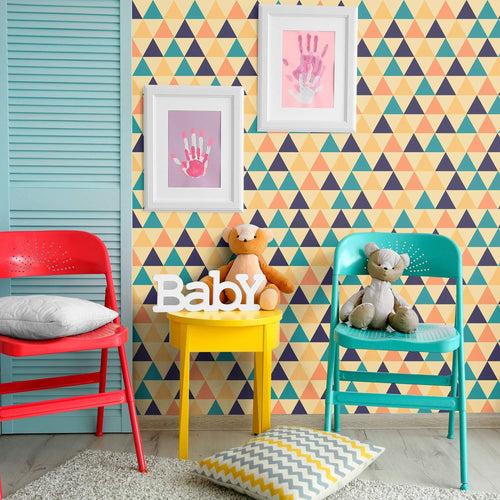 Yellow Triangles Geometric Removable Wallpaper 3339| Walls By Me