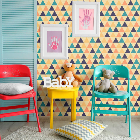 Yellow Triangles Geometric Removable Wallpaper 3339| Walls By Me